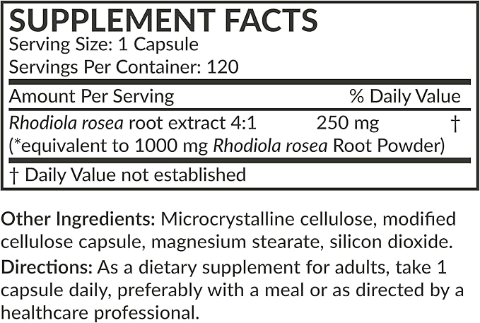 Futurebiotics Rhodiola Rosea 1000 MG Adaptogenic 120 Vegetarian
