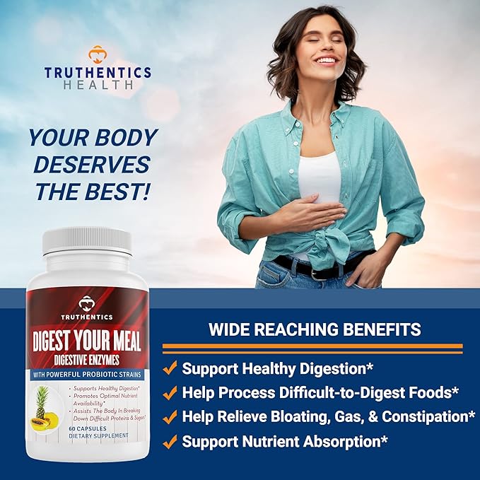Digestive Enzymes Plus Probiotics with Bromelain, 60 Capsules