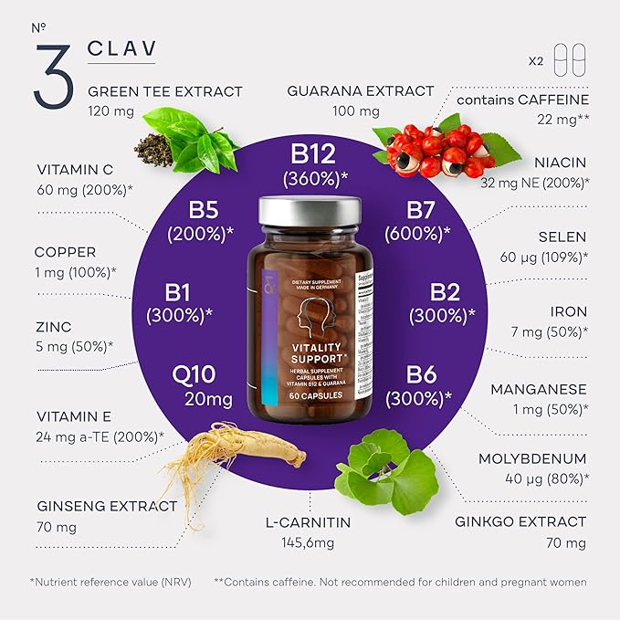 CLAV® N°3 Vitality Support 60 Capsules 1 Month