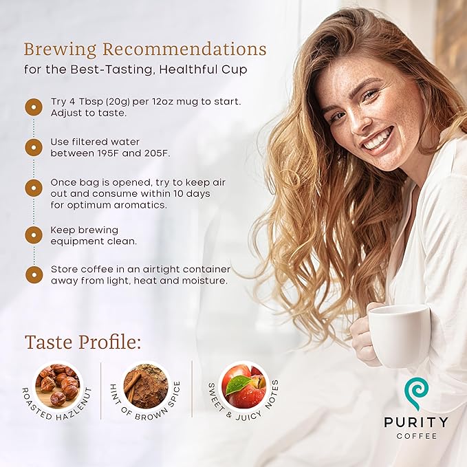 Purity Coffee PROTECT Light-Medium Roast Ground Coffee for Liver Vitality - USDA Organic and Third-Party Tested for Antioxidants, Mold, Mycotoxins and Pesticides - 12oz