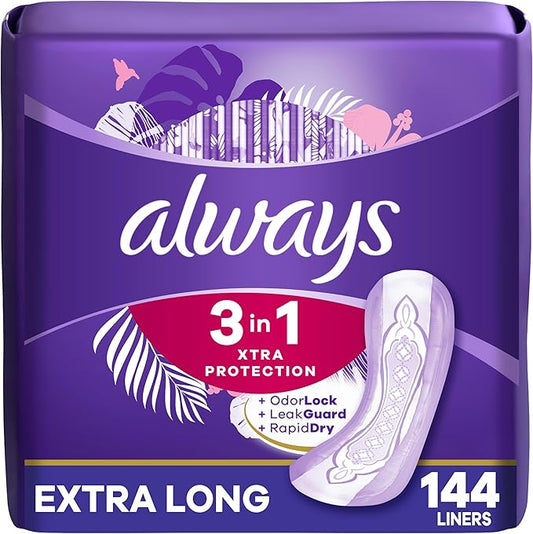 Always 3-in-1 Xtra Protection, Daily Liners 48 Count 3 Packs (144 Count