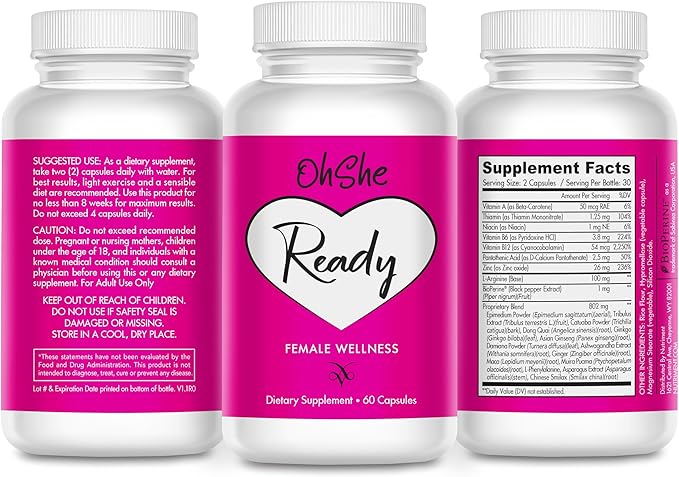 Ready- Female Health and Wellness Supplement- Supports Hormonal Harmony and Balance in Women- Naturally Boost Feminine Vitality, Energy and Mood- 60 Capsules