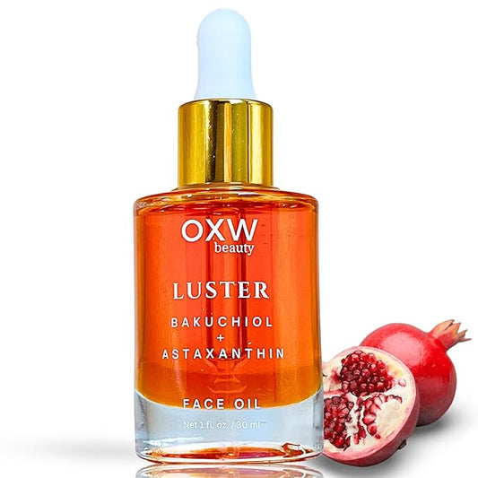 Luster Bakuchiol Oil Serum, Retinol Alternative, Anti-Aging, Superfood Face Oil with Bakuchiol, Astaxanthin, Rosehip Oil, Meadowfoam Oil, Squalane, Pomegranate Oil for the Face, Natural Skincare