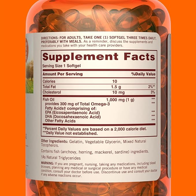 Sundown Fish Oil 1000 mg, Omega 3 Dietary 200 Softgels