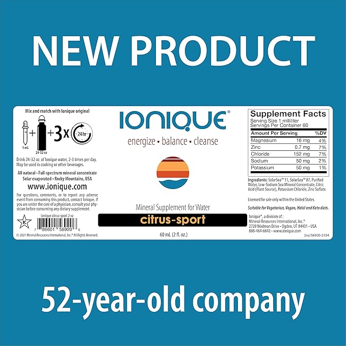 NEW Ionique Mineral Supplement for Water 2 oz