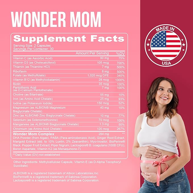 Premium Prenatal & Postnatal Vitamins: Folate, B12, Multivitamin 30 Days