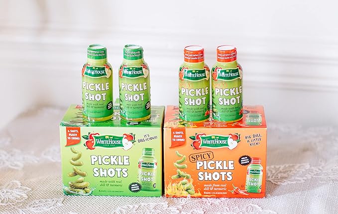 White House Pickle Shots, With Real Dill and Turmeric, Juice Hydrates and Helps Stop Muscle Cramps, On the Go 2 Ounce (Pack of 6)