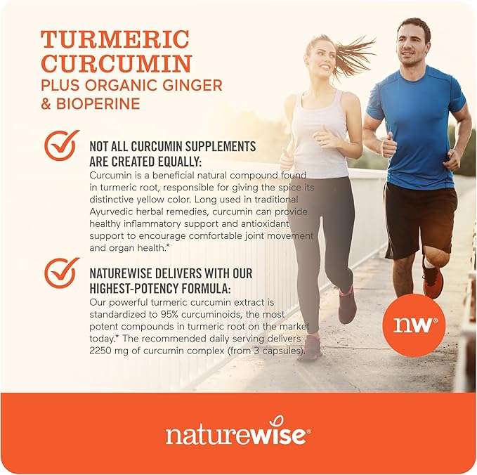 NatureWise Curcumin Turmeric 2250mg 95% Curcuminoids [1 Month 90 Count]