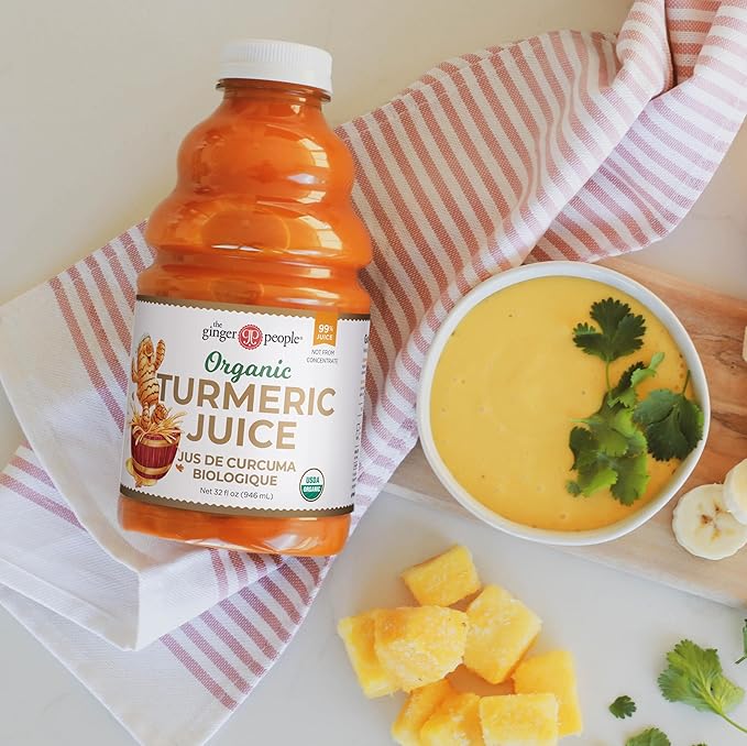 Organic Turmeric Juice, 99% Pure Turmeric Juice by The Ginger People – Drug Free Support, Non-GMO, Premium Quality, 32 Fl oz Bottle (Pack of 12)