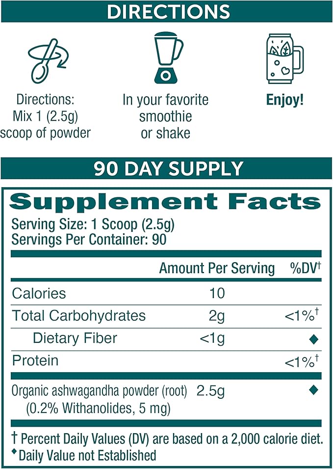 Himalaya Organic Ashwagandha Powder, Adaptogenic Superfood 7.9 oz, 3 Month