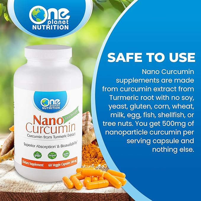 Nano Curcumin 500 mg, Turmeric Curcumin 60 Veggie