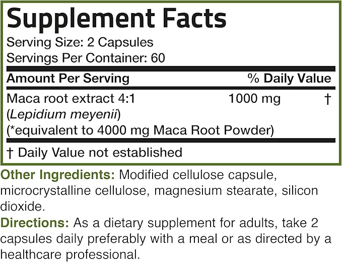 Bronson Maca Root Extra Lepidium Meyenii, 120 Vegetarian