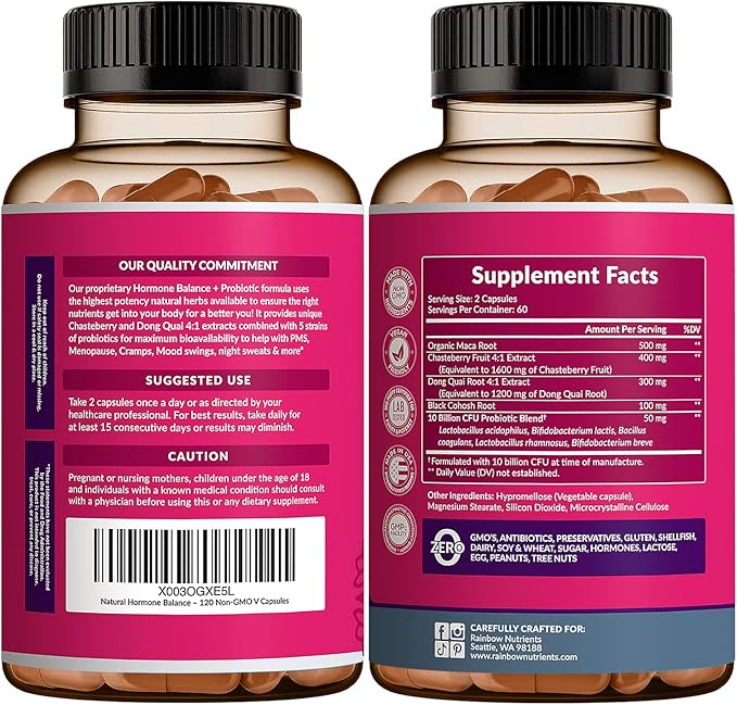 Hormone Balance + Probiotics for Women (3450mg) Natural |120 V