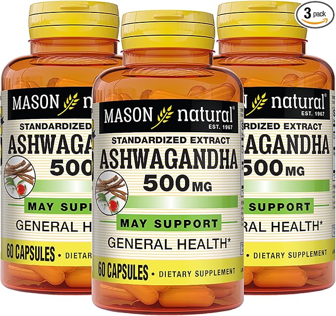 MASON NATURAL, Ashwagandha 500 mg, Adaptogens 180 Day