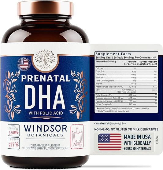 Prenatal Vitamins with DHA and Folic Acid Omega-3s D3 D3 Prenatal 90 Strawberry