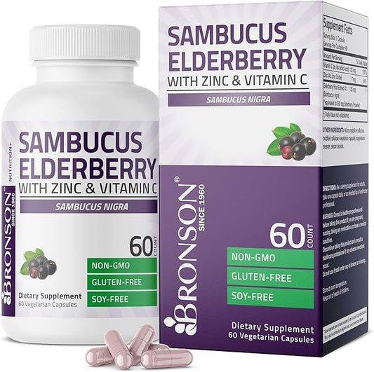 Bronson Sambucus Elderberry with Zinc & 60 Vegetarian