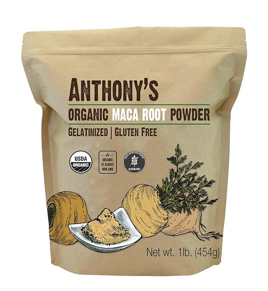 Anthony's Organic Maca Root Powder, 1 lb, Gelatinized for Enhanced Bioavailability, Gluten Free, Non GMO