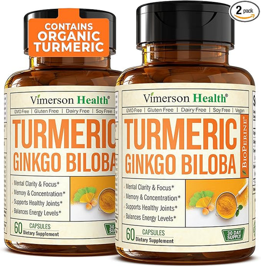 Turmeric Curcumin & Ginkgo Biloba Supplements 2 Pack