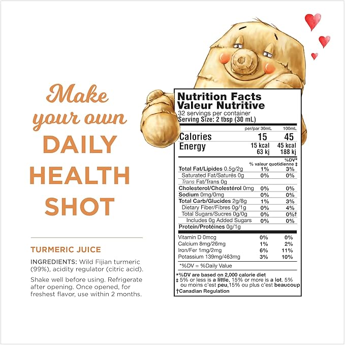 Organic Turmeric Juice, 99% Pure Turmeric Juice by The Ginger People – Drug Free Support, Non-GMO, Premium Quality, 32 Fl oz Bottle (Pack of 12)
