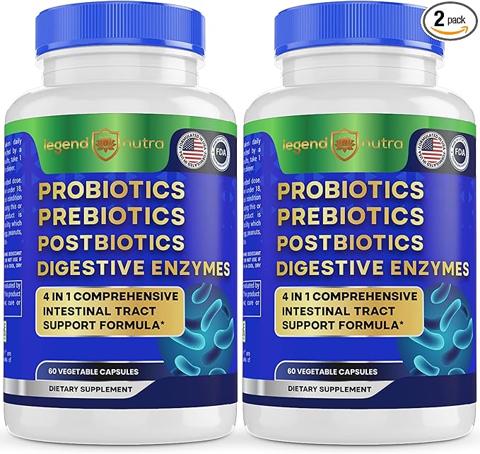 Probiotics + Prebiotics Postbiotics Digestive Enzymes 4 in 1 Formula 2-Pack, 120 120 Count
