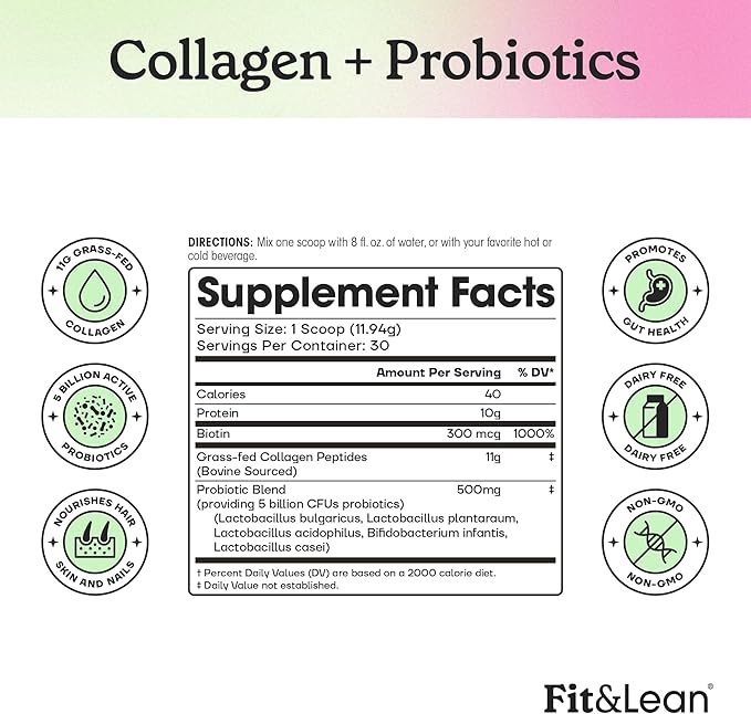 Fit & Lean Collagen + Probiotics- 12.64oz