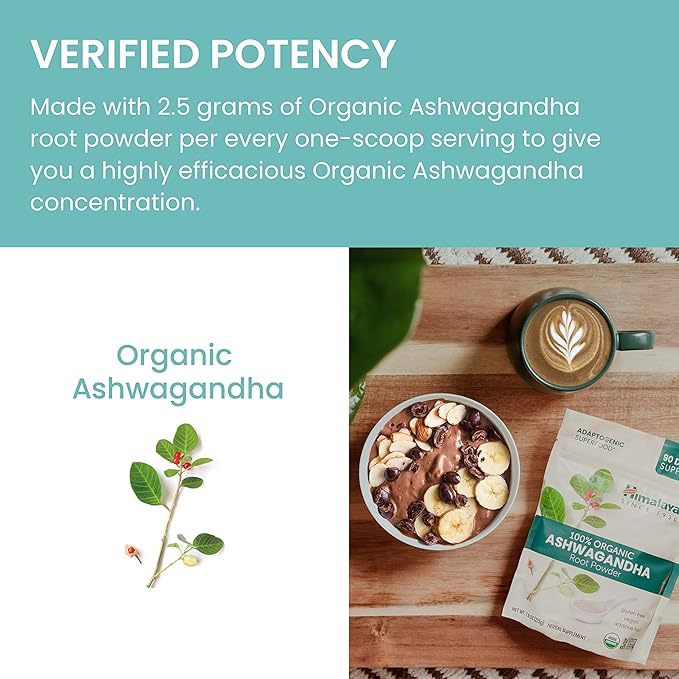 Himalaya Organic Ashwagandha Powder, Adaptogenic Superfood 7.9 oz, 3 Month