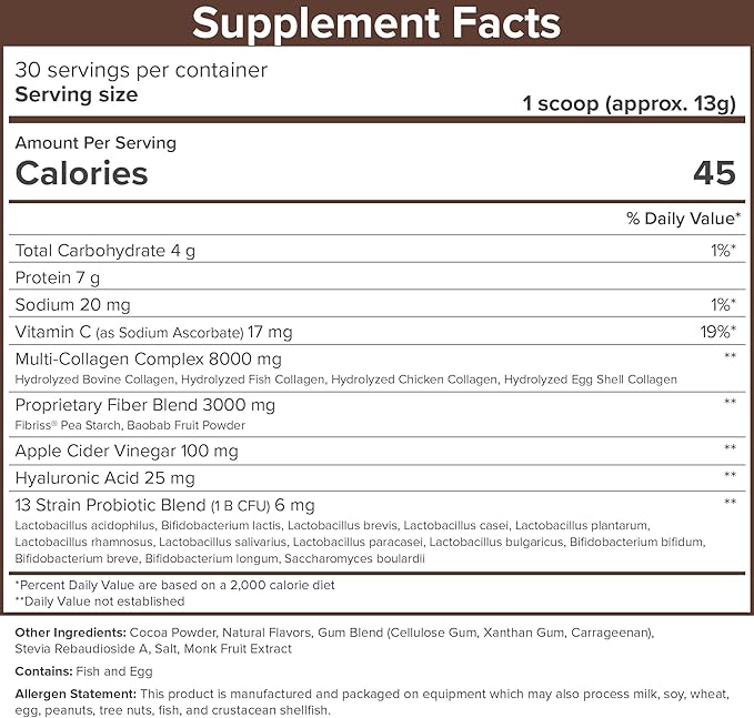 SkinnyFit Super Youth Chocolate Multi-Collagen Peptides 30 Servings