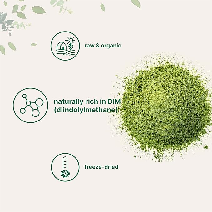 Organic Broccoli Powder, 1 Pound, Freeze Dried, Contains Natural DIM (Diindolylmethane), and Rich in Fiber and Immune Vitamin C, Green Superfood for Smoothie & Drinks, Vegan Friendly