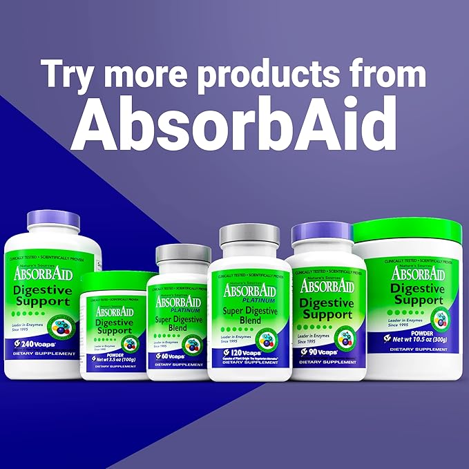 AbsorbAid Platinum Digestive Enzyme Support 120 12 Digestive 2 Probiotics