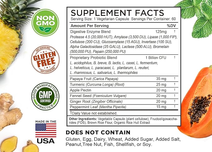 FarmHaven Digestive Enzymes with 18 Probiotics 120 Capsules
