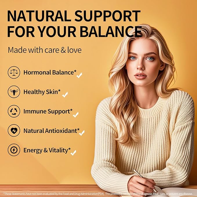 Women's Wellness Blend - Evening Primrose, Rosehip & Soy Isoflavones - Hormonal Balance, Healthy Skin & Vitality Support - Vegan Capsules