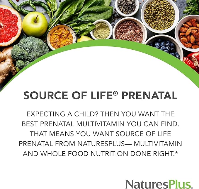 Natures Plus Source of Life Prenatal 800 mcg 90 Vegetarian 45 Servings