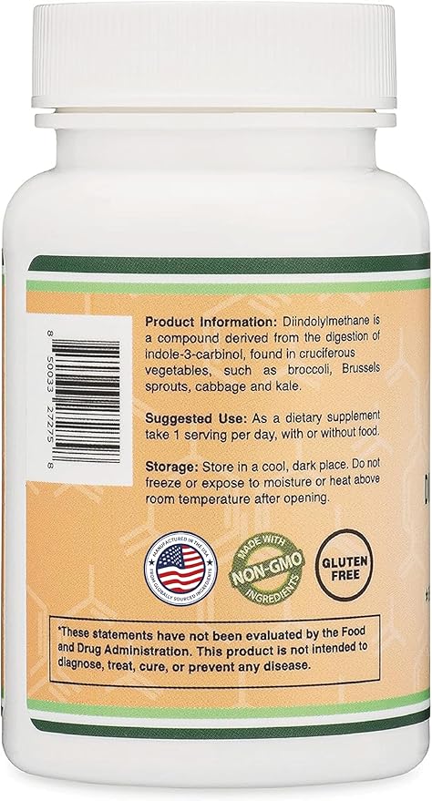 DIM Supplement for Women and Men (Diindolylmethane Estrogen Blocking Supplement, Hormonal Acne Treatment, Hormone Balance for Women) 400mg Servings, 200mg Per Capsule, 60 Capsules by Double Wood