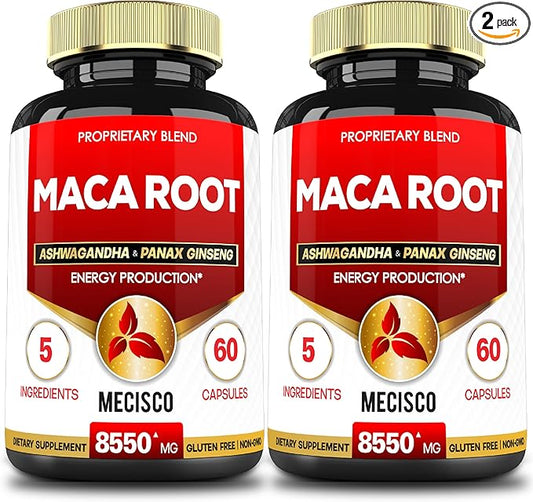 Maca Root Capsules for 4-Month Supply 8550mg Blended 2 Packs 60 Caps