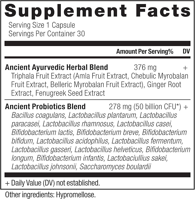 Ancient Nutrition Probiotics, Ultimate with Turmeric, 50 Billion 30 Capsules