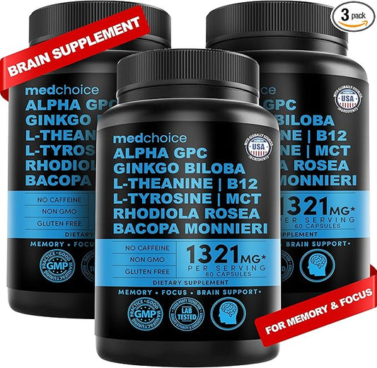 11-in-1 Nootropic Brain Supplements: Memory & 1321mg, 60ct 60ct - (3 pack)