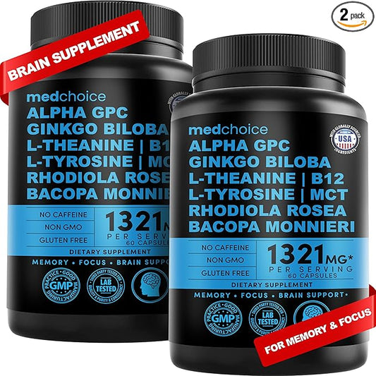 11-in-1 Nootropic Brain Supplements: Memory & 1321mg, 60ct 60ct - (2 pack)