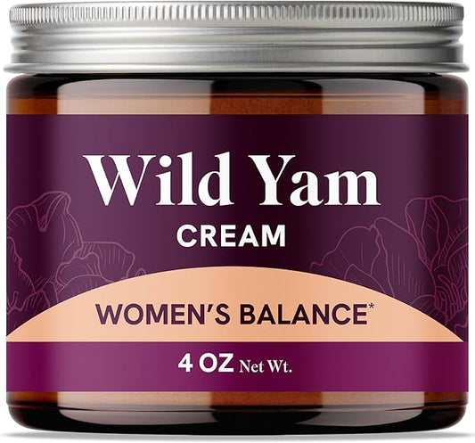 Wild Yam Cream for Hormone Balance | 3450mg Wild Yam for Herbal Menopause & PMS Support | Enriched with Vitex, Black Cohosh, Lavender & More | Estrogen & Progesterone Free Balancing Cream | 4 Oz.