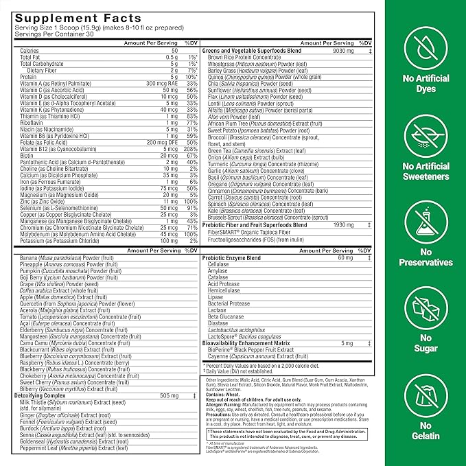 Force Factor Smarter Greens Superfoods Powder to Support Digestion, Gut Health, Bloating, Greens Powder with Probiotics, Prebiotics, Digestive Enzymes, & Adaptogens, Pomegranate Berry, 60 Servings